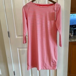 NWT Women’s Vineyard Vines papaya punch/white boatneck San Katy dress size SMALL